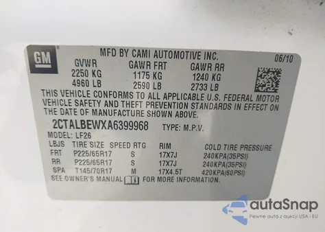 2010 GMC Terrain Sle from USA, damaged, VIN 2CTALBEWXA6399968